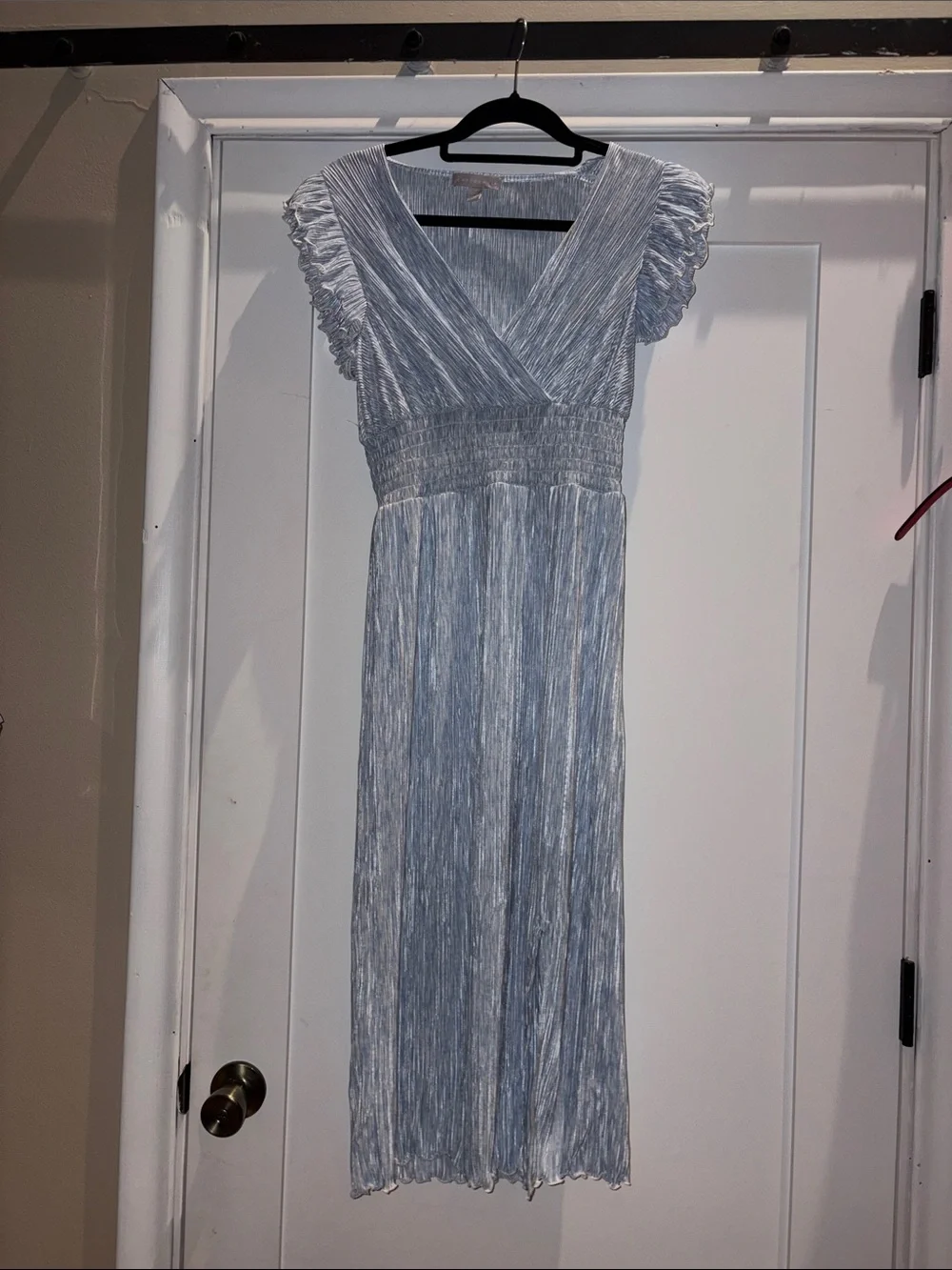 Chelsea28 Light Blue Pleated V-Neck Maxi Dress - Picture 1 of 8